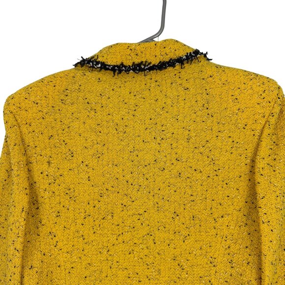 St. John Collection Jacket Women's 12 Yellow Tweed Blazer Pearl Button Pockets - Picture 6 of 16